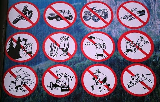 Запрещающие знаки в природе