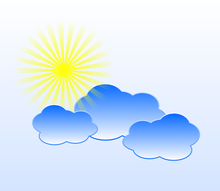 Нарисовать солнышко и облака