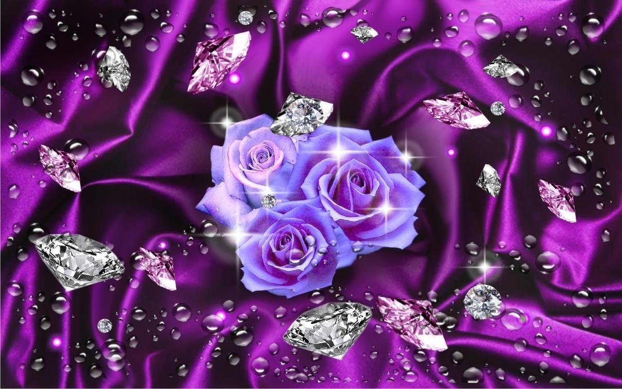 Игра проверь телефон розы. Бриллианты на фиолетовом фоне. Шикарные цветы и бриллианты. Розовые розы с бриллиантами.