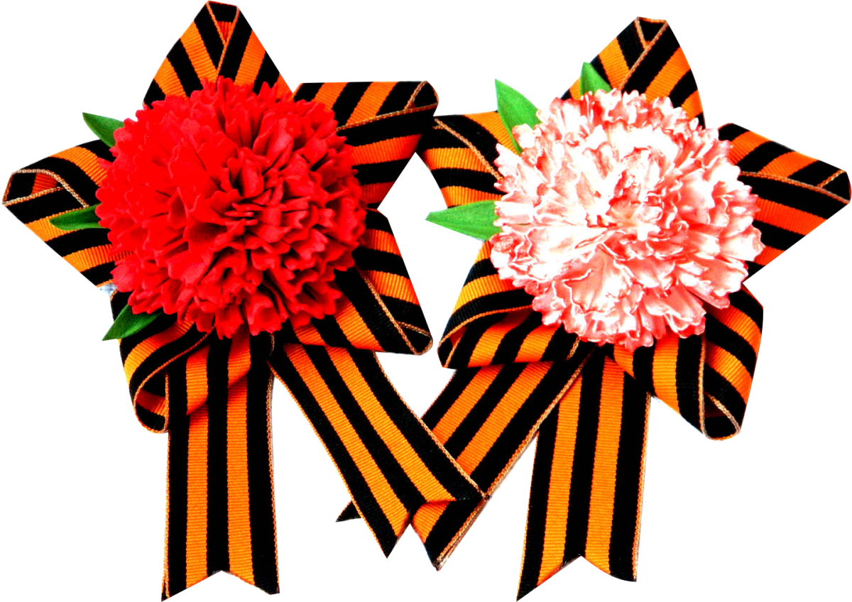 Георгиевская лента-брошь с триколорным цветком