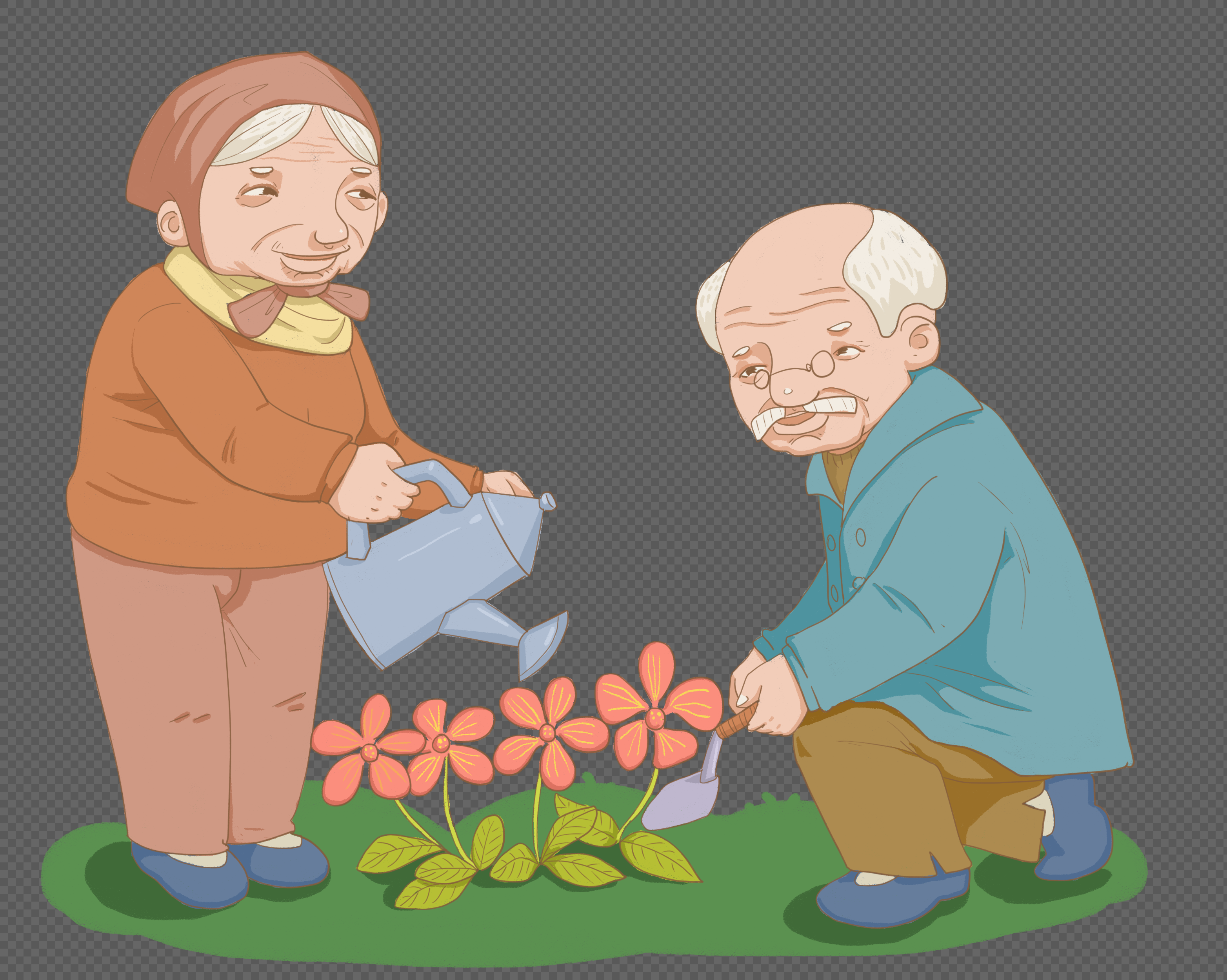 Дедушка посадил дерево 54. Бабушка сажает цветы. Бабушка и дедушка садят растение. Бабуля сажает цветы иллюстрации. Рисунок дедушки цветочки.