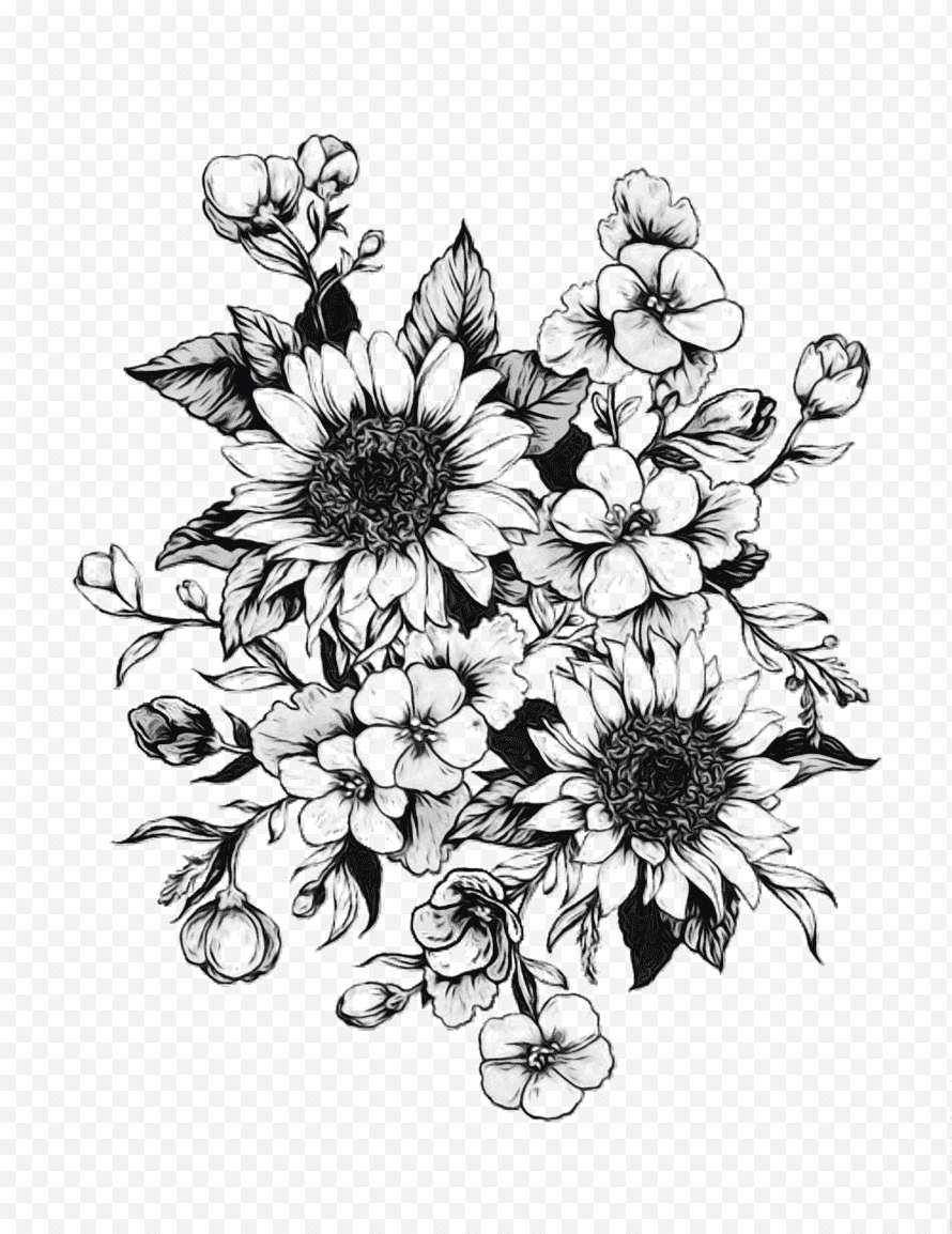Цветы черно белые - 55 фото