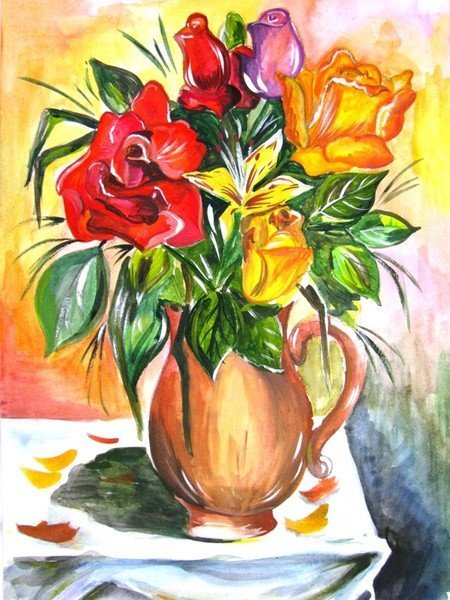 Рисование букет для мамы