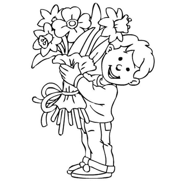 Силуэт мужчины с букетом