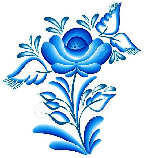 Гжель трафарет