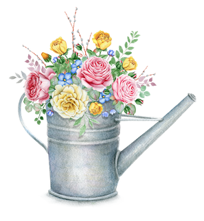 Лейка с цветами