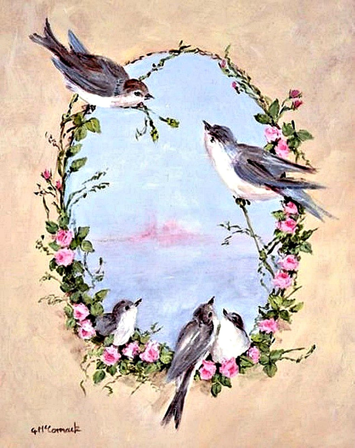 Картины птички с цветами. Гейл МАККОРМАК картины птицы. Gail MCCORMACK птицы. Птицы в цветах в живописи. Птицы в прованском стиле.