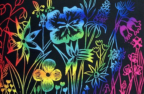 Техника граттаж цветы