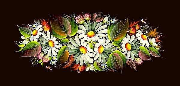 Петриковская роспись ромашки