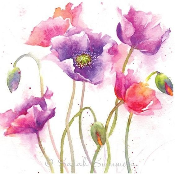 Рисунки цветов акварелью лёгкие