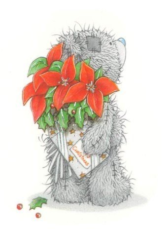 Мишка Тедди с цветами рисунок