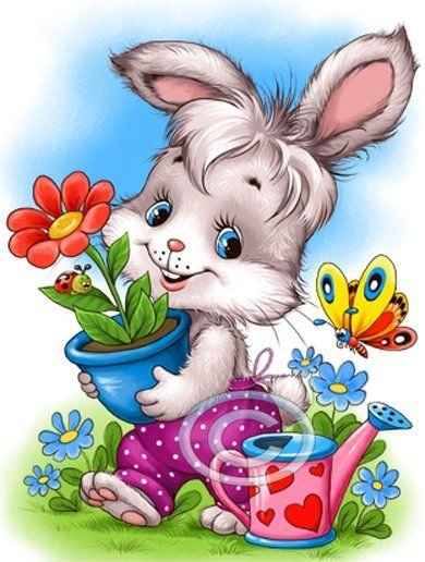 Зайчик с цветами