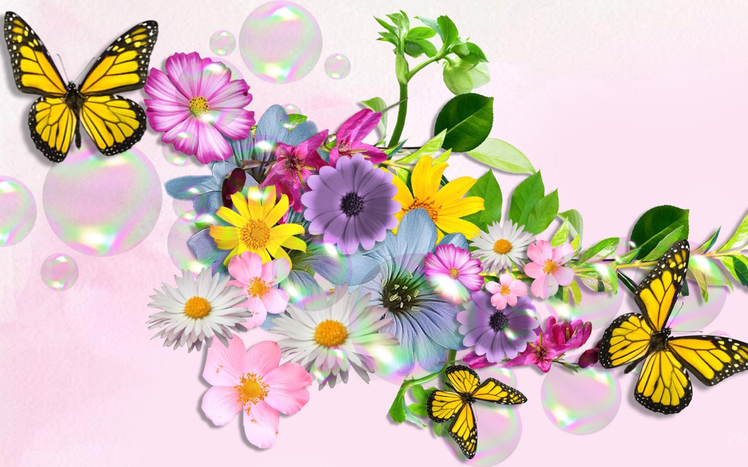 Фотообои Открытка с цветами сверху и бледными бабочками из каталога: Винтаж, №dec | ABC-Decor