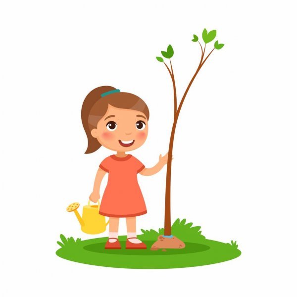 Девочка сажает дерево