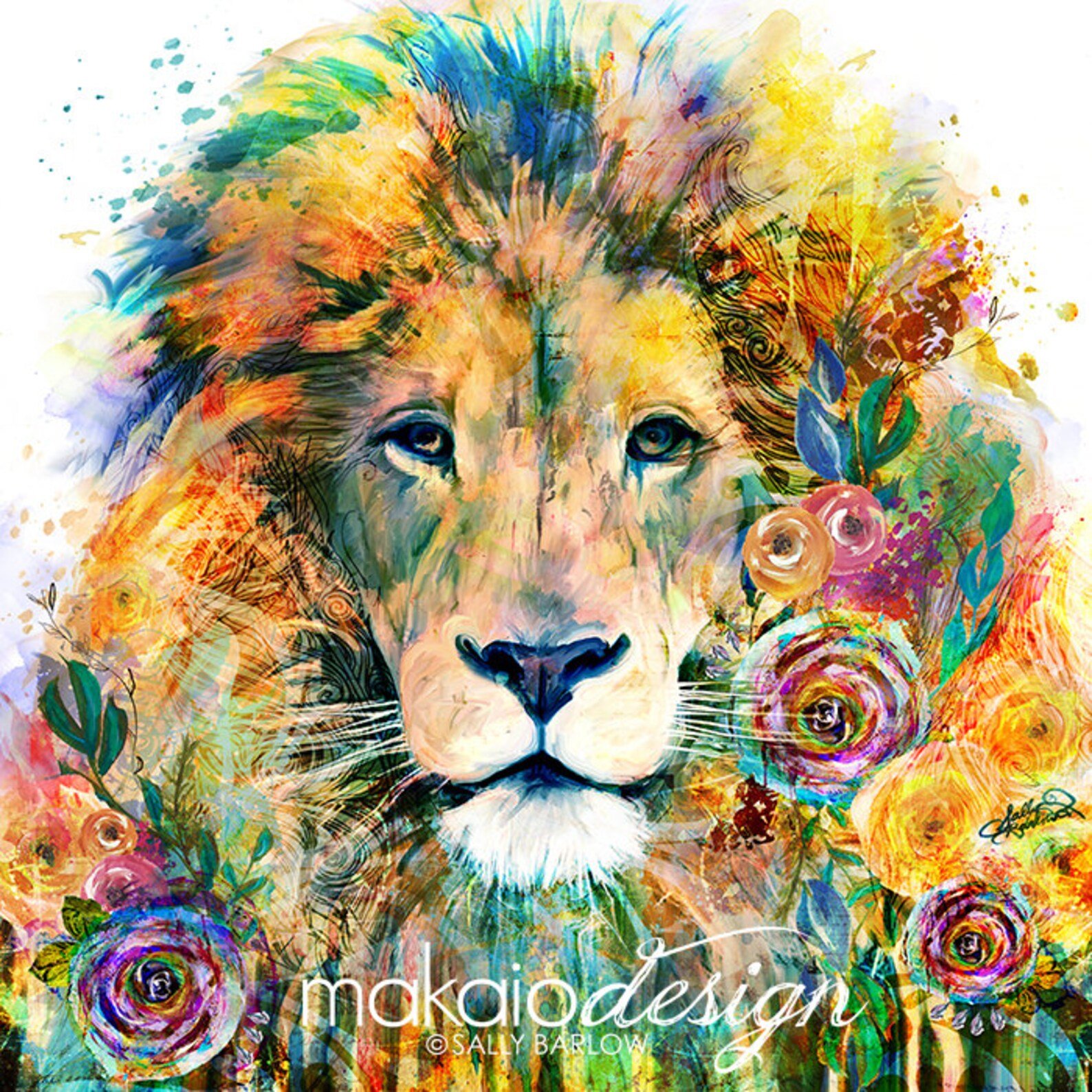 лев в цветах картинки