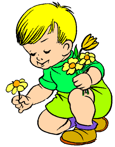 Девочка срывает цветок