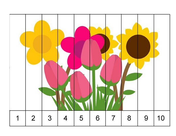 Математические пазлы Весна для дошкольников