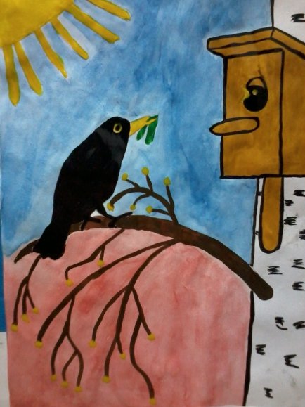 Картина птицы прилетели