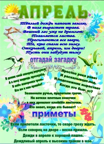 Плакат Весна для детского сада
