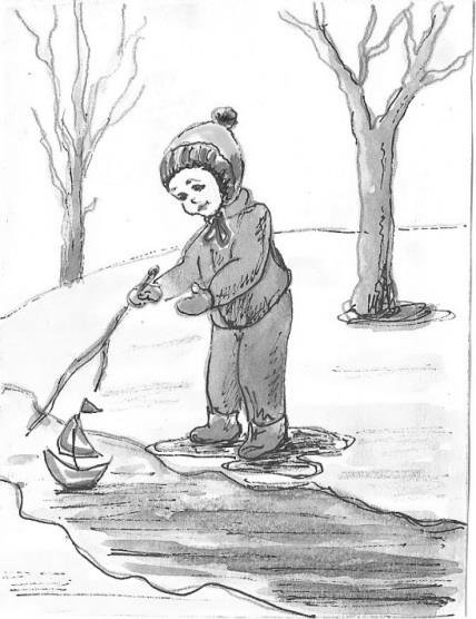 Лужа и дети живопись