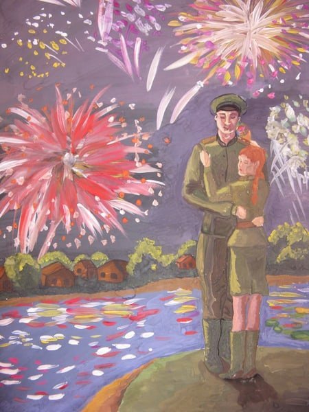 Рисование к 9 мая салют