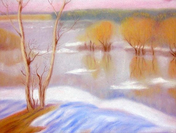 Весенний пейзаж пастелью