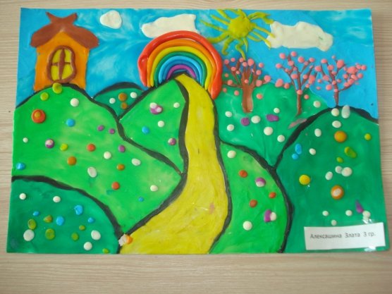 Картина из пластилина в детском саду