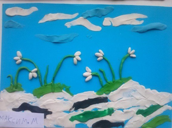 Пейзаж Радуга пластилинографию