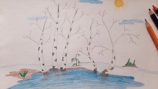 Весенний рисунок карандашом