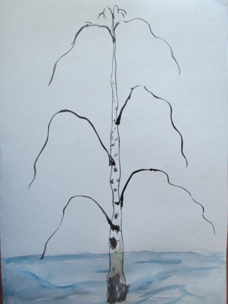 Птичка на дереве мультяшная