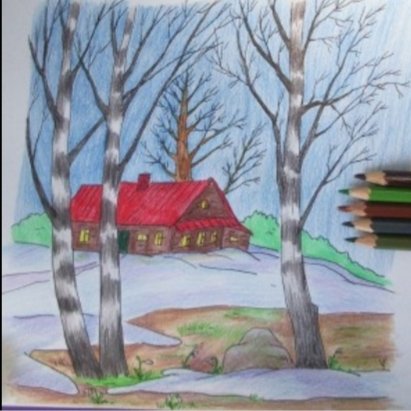 Рисование весеннего пейзажа карандашом