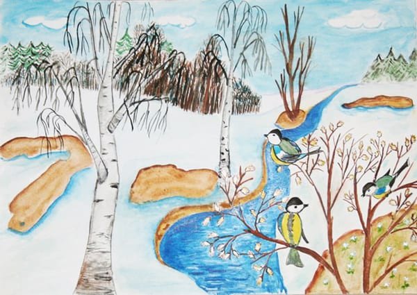 Весна рисунок карандашом