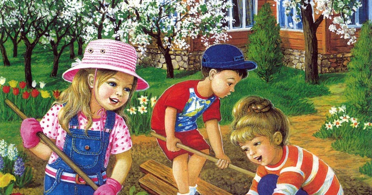 В саду гудят. Сюжетные картины для детского сада. Картина лето для детей.
