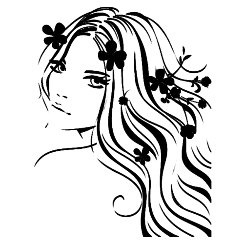 Силуэт девушки с длинными волосами