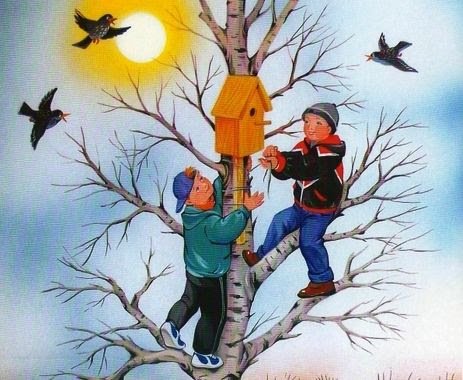 Дети встречают птиц