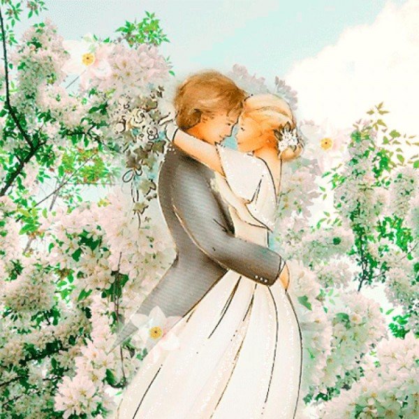 Живопись любовь в весеннем саду