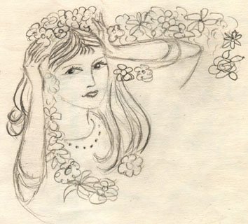 Девушка с цветами рисунок