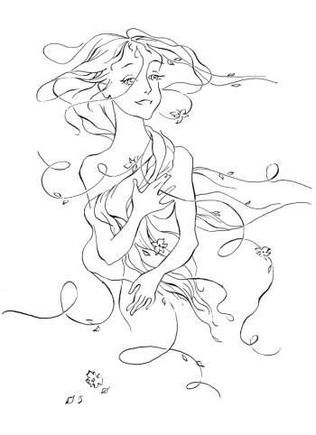 Девочка в платье рисунок