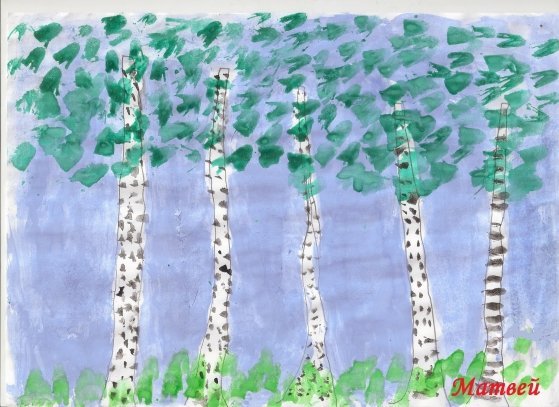 Рисование березы