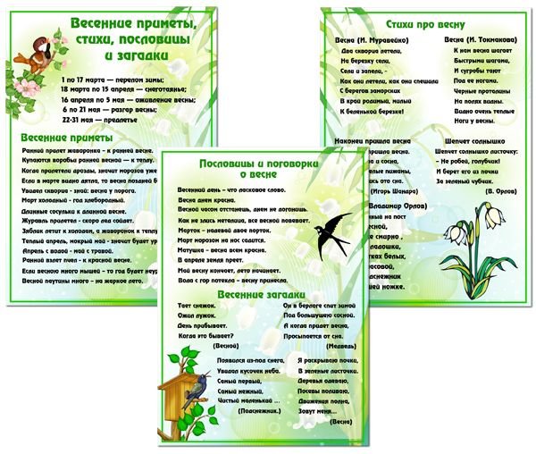 Весна приметы для детей детского сада
