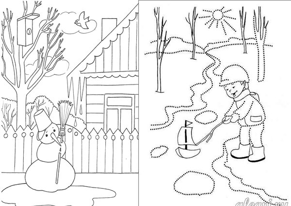 Картинки весна раскраски для детей апрель (68 фото)