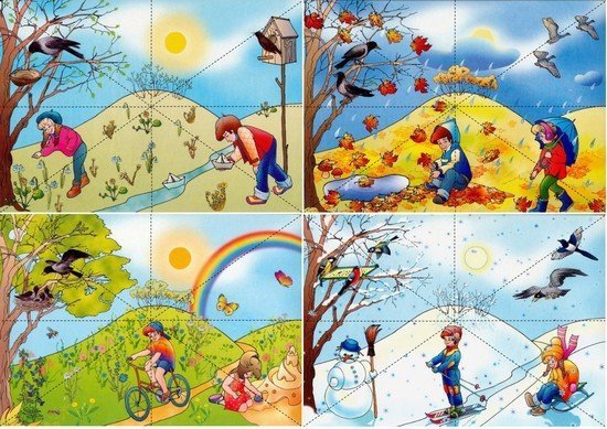 Разрезные картинки времена года