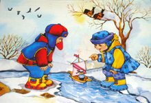 Сюжетная картина мальчики и Ручеек