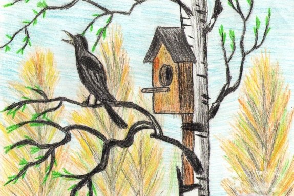 Весенний рисунок карандашом