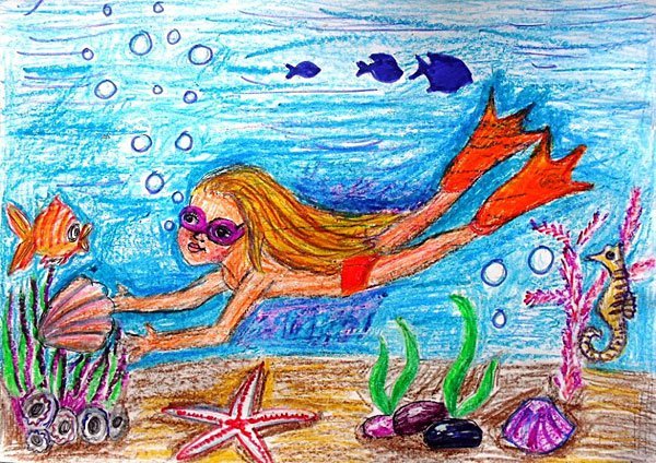 Рисунок я на море детский