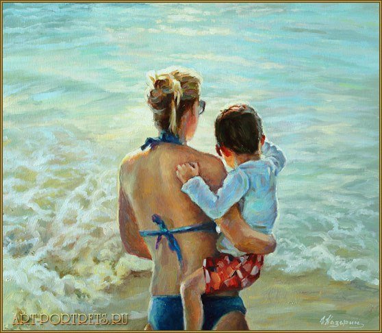 Картина море мама и сын