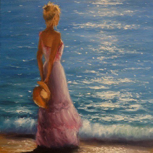 Девушка рядом с морем арт