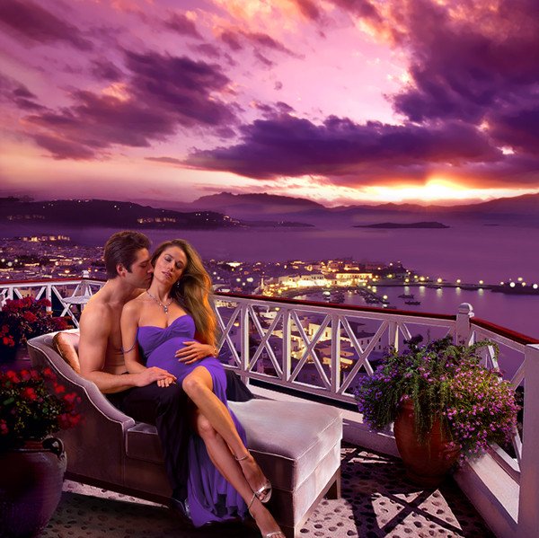 Добрый вечер с закатом и надписью