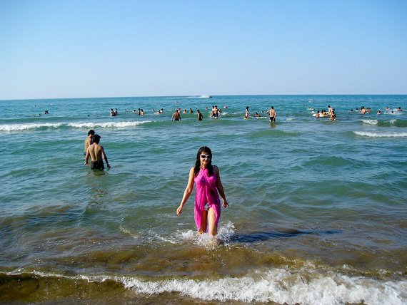 Каспийское море в Каспийске Дагестан