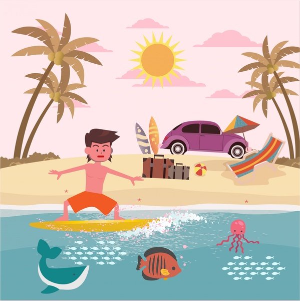 Пляж рисунок